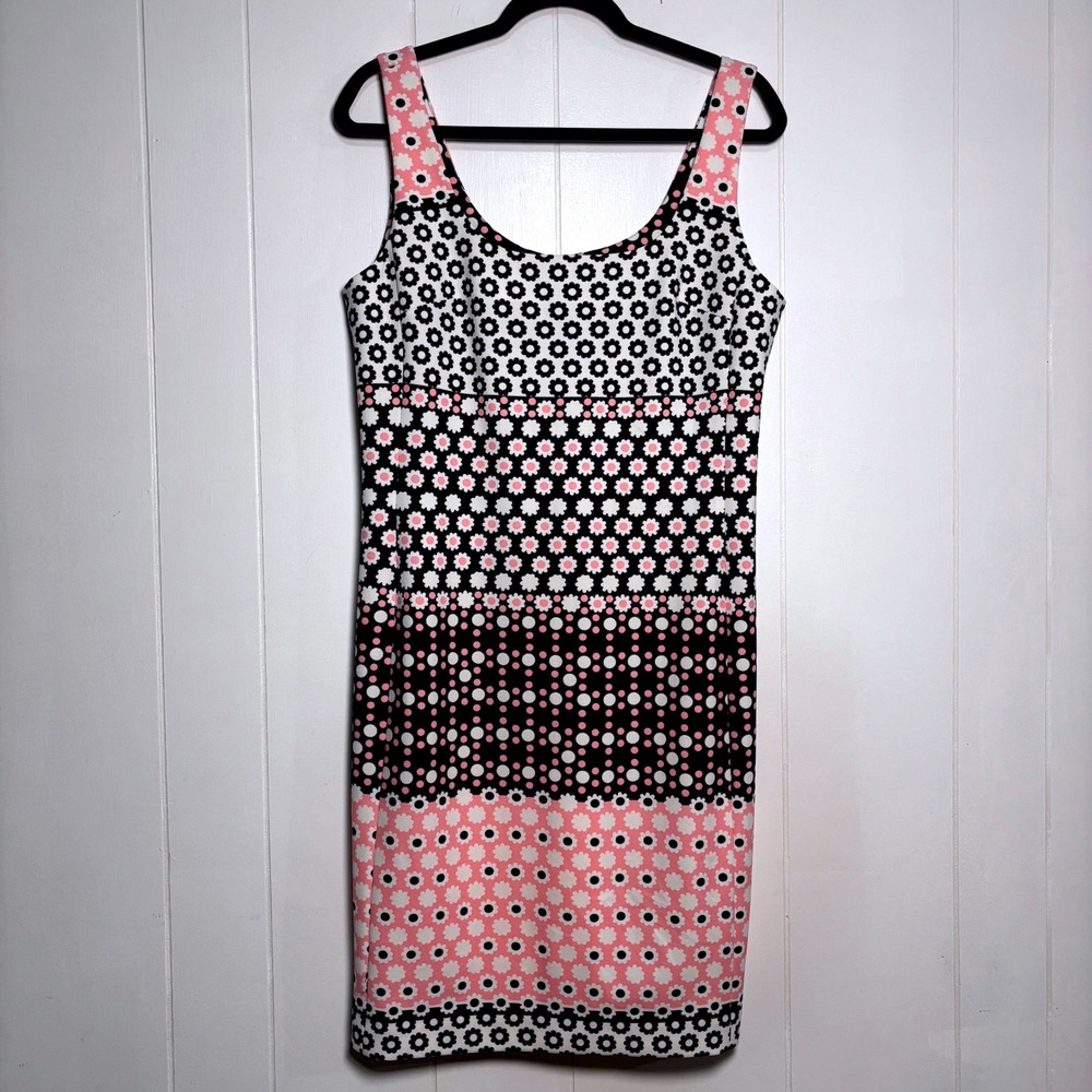Karl Lagerfeld Paris Zosia Knit Dress Floral Polka Dot Sheath Navy Pink Size 12